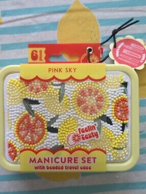 Pink Sky Feelin' Zesty Yellow & Orange Beaded Manicure Set